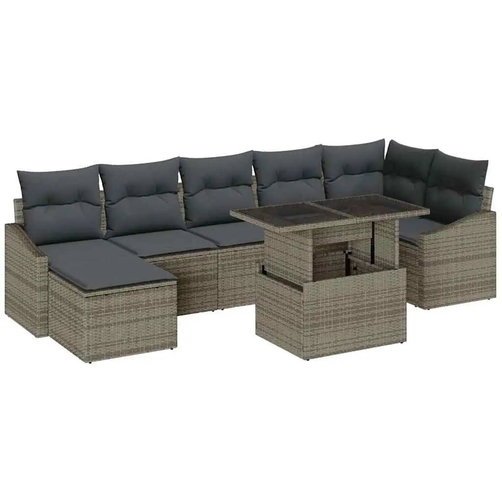 8-Piece Grey Outdoor Modular Garden Sofa Set