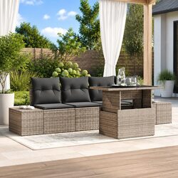 5-Piece Grey Outdoor Sofa Set with Modular Design