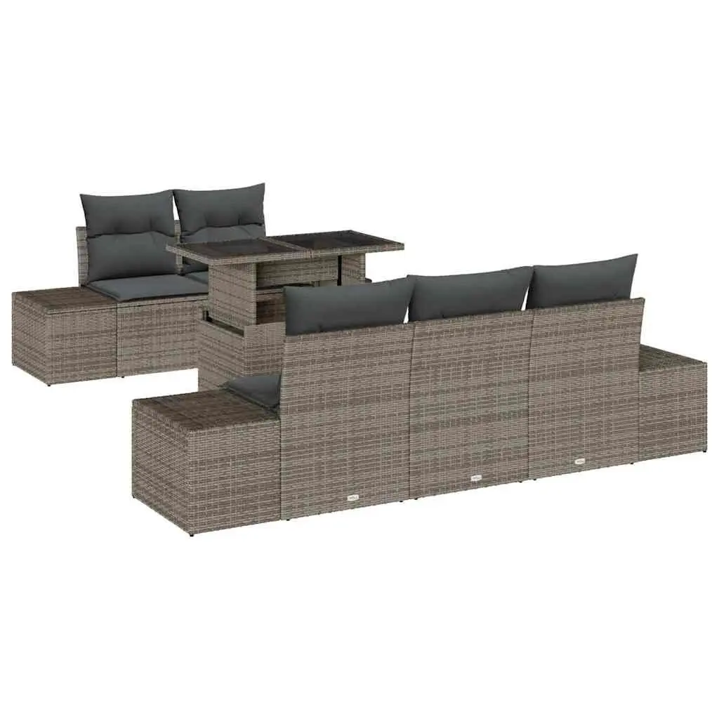 Grey Poly Rattan Garden Sofa Set 6 Piece