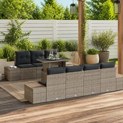 8-Piece Modular Outdoor Garden Sofa Set in Grey