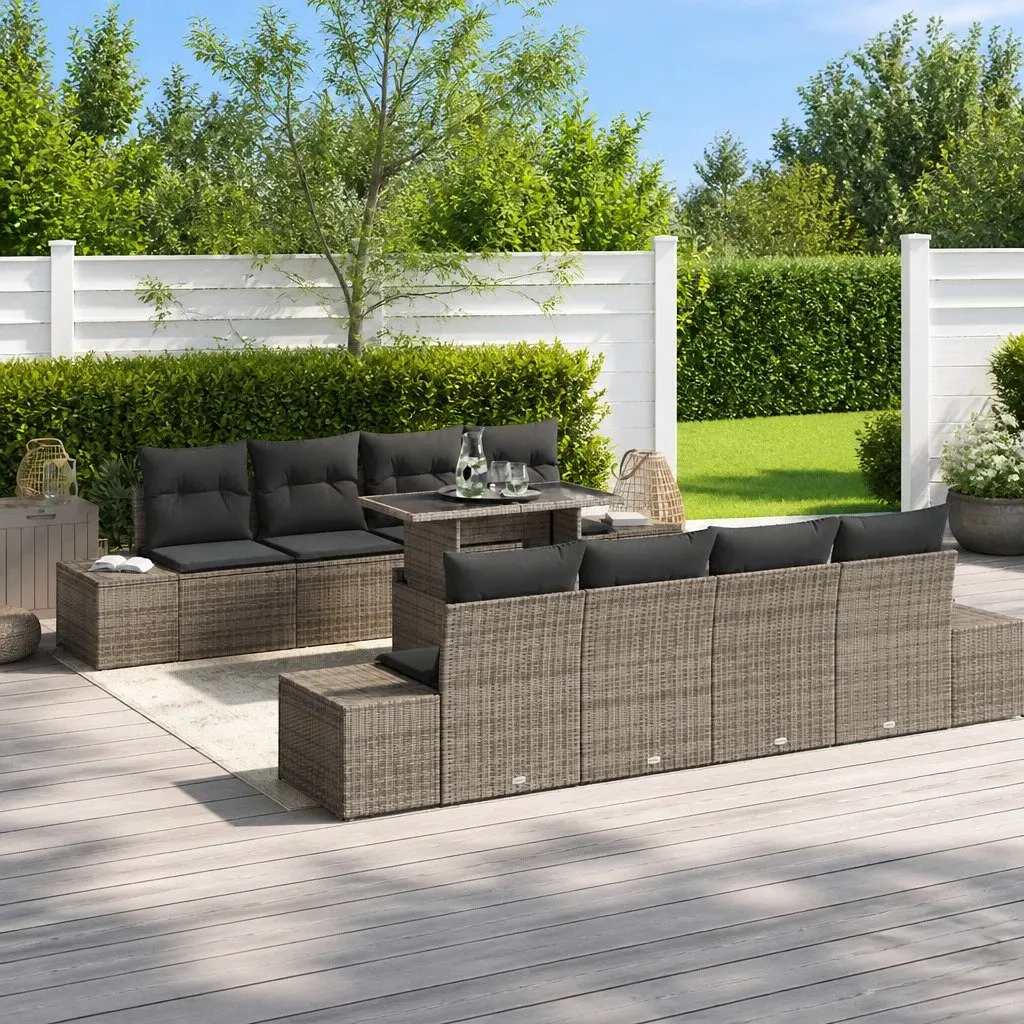 9-Piece Modular Garden Sofa Set with Steel Frame