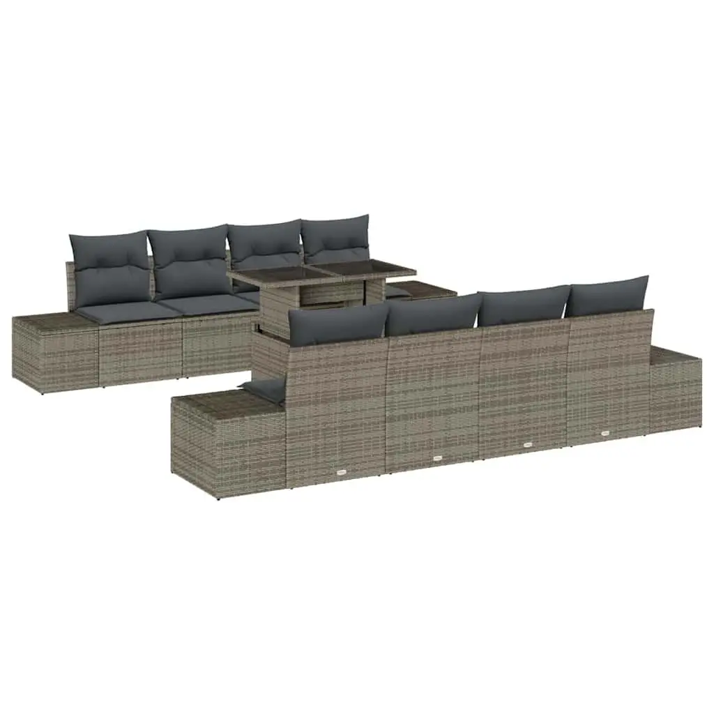 9-Piece Modular Garden Sofa Set with Steel Frame