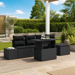 Durable 6-Piece Garden Sofa Set with Adjustable Table