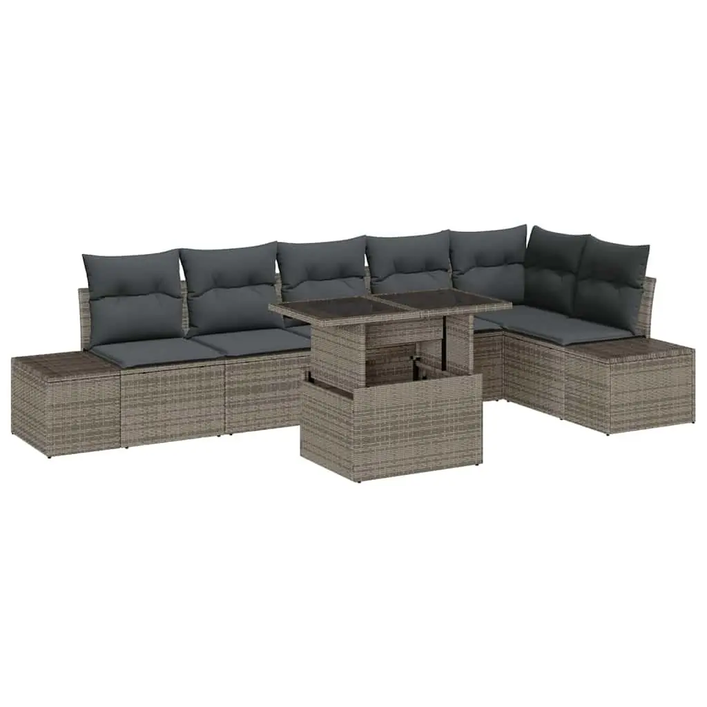 Grey Poly Rattan 7-Piece Modular Sofa Set