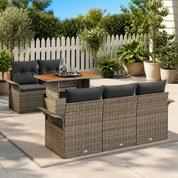 6 Piece Modular Garden Sofa Set in Grey Poly Rattan