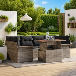 Stylish 7-Piece Garden Sofa Set with Storage in Grey