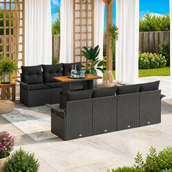 8 Piece Modular Garden Sofa Set with Black Poly Rattan