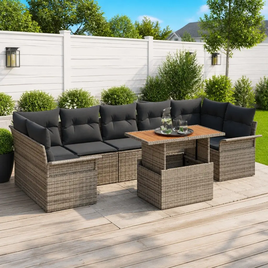 Modular 8-Seater Garden Sofa Set with Storage in Grey