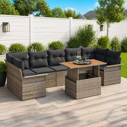 Modular 8-Seater Garden Sofa Set with Storage in Grey