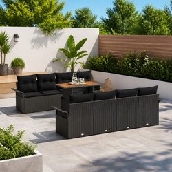 9-Piece Modular Rattan Outdoor Sofa Set with Storage