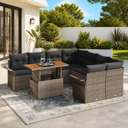 Stylish 9 Piece Modular Rattan Outdoor Sofa Set