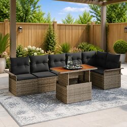 7-Piece Grey Poly Outdoor Sofa Set with Storage