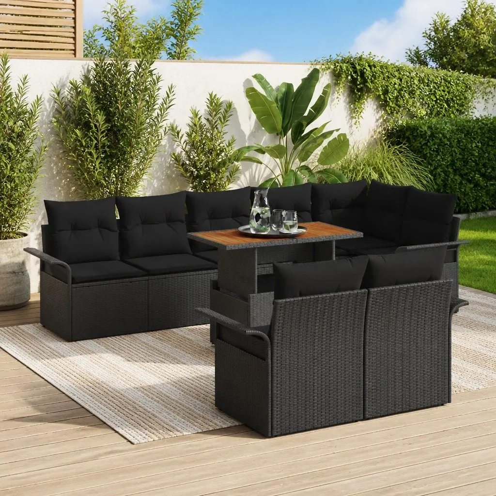 Black Modular Garden Sofa Set for 9 People