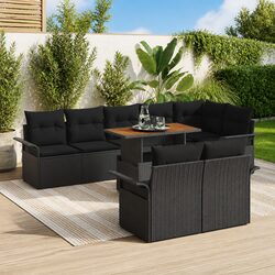 Premium Black Modular Garden Sofa Set for 9 People