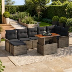 Durable 8-Piece Grey Rattan Modular Garden Sofa Set