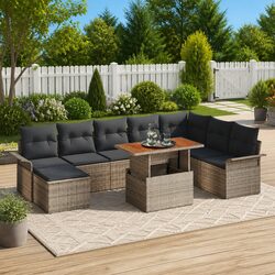 Premium 9-Piece Outdoor Rattan Sofa Set in Grey