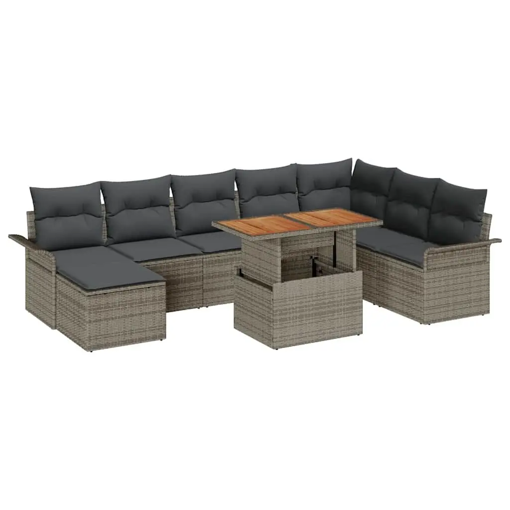 9-Piece Outdoor Rattan Sofa Set in Grey
