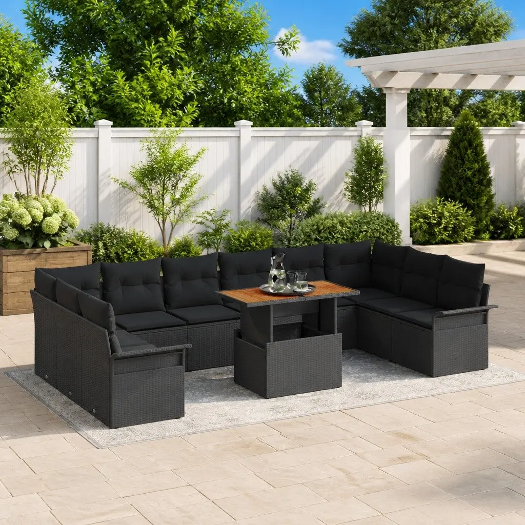 9-Piece Outdoor Rattan Sofa Set with Storage