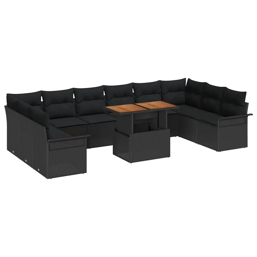 9-Piece Outdoor Rattan Sofa Set with Storage