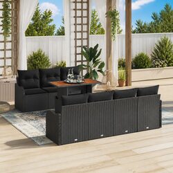 Premium 8 Piece Modular Outdoor Garden Sofa Set in Black