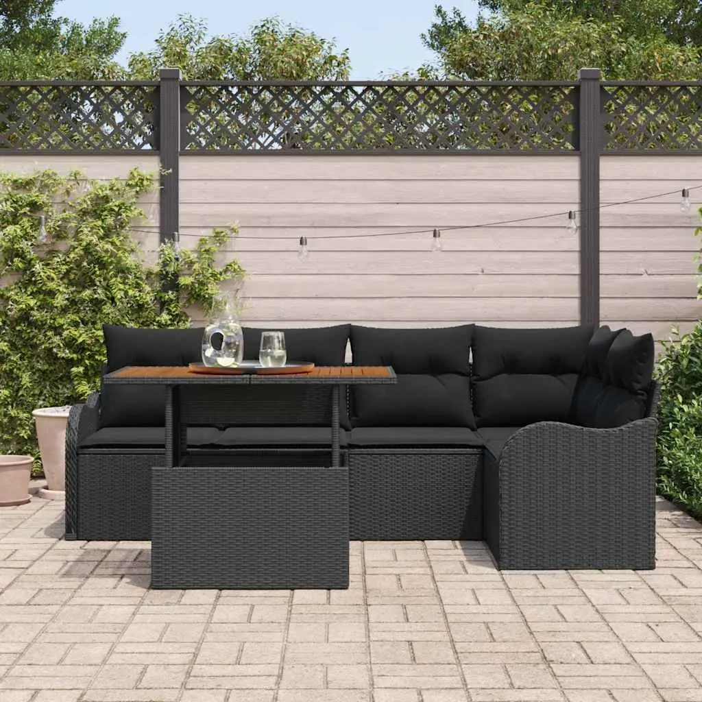 6-Piece Modular Garden Sofa Set in Black