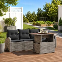 Sturdy 5-Piece Garden Sofa Set with Storage Table Grey