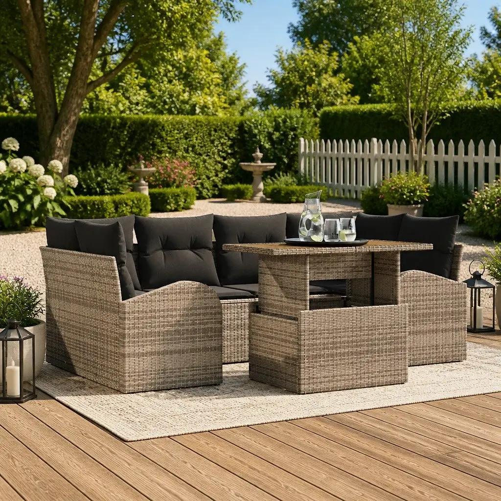 7-Piece Garden Sofa Set with Storage in Grey