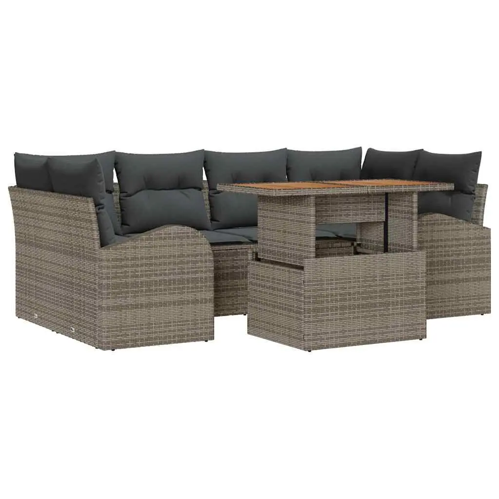 7-Piece Garden Sofa Set with Storage in Grey