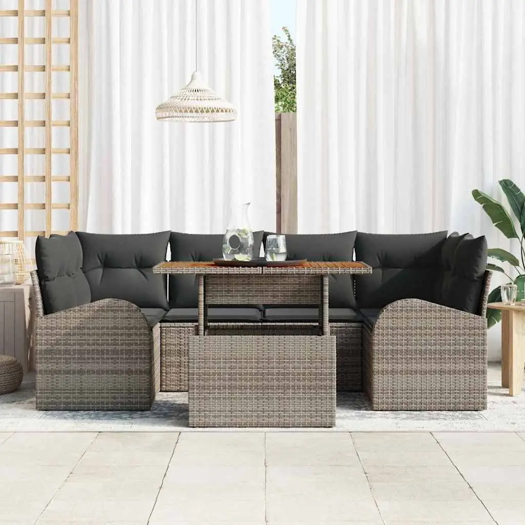 7-Piece Garden Sofa Set with Storage in Grey