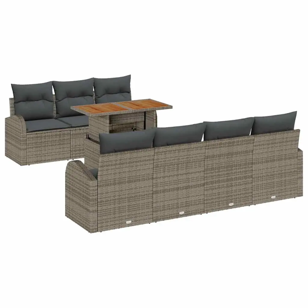 8-Piece Grey Modular Garden Sofa Set with Storage