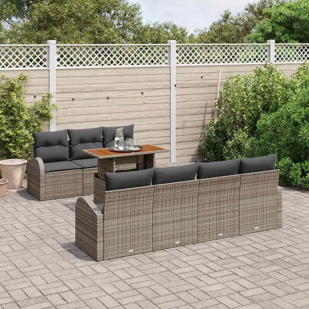 8-Piece Grey Modular Garden Sofa Set with Storage