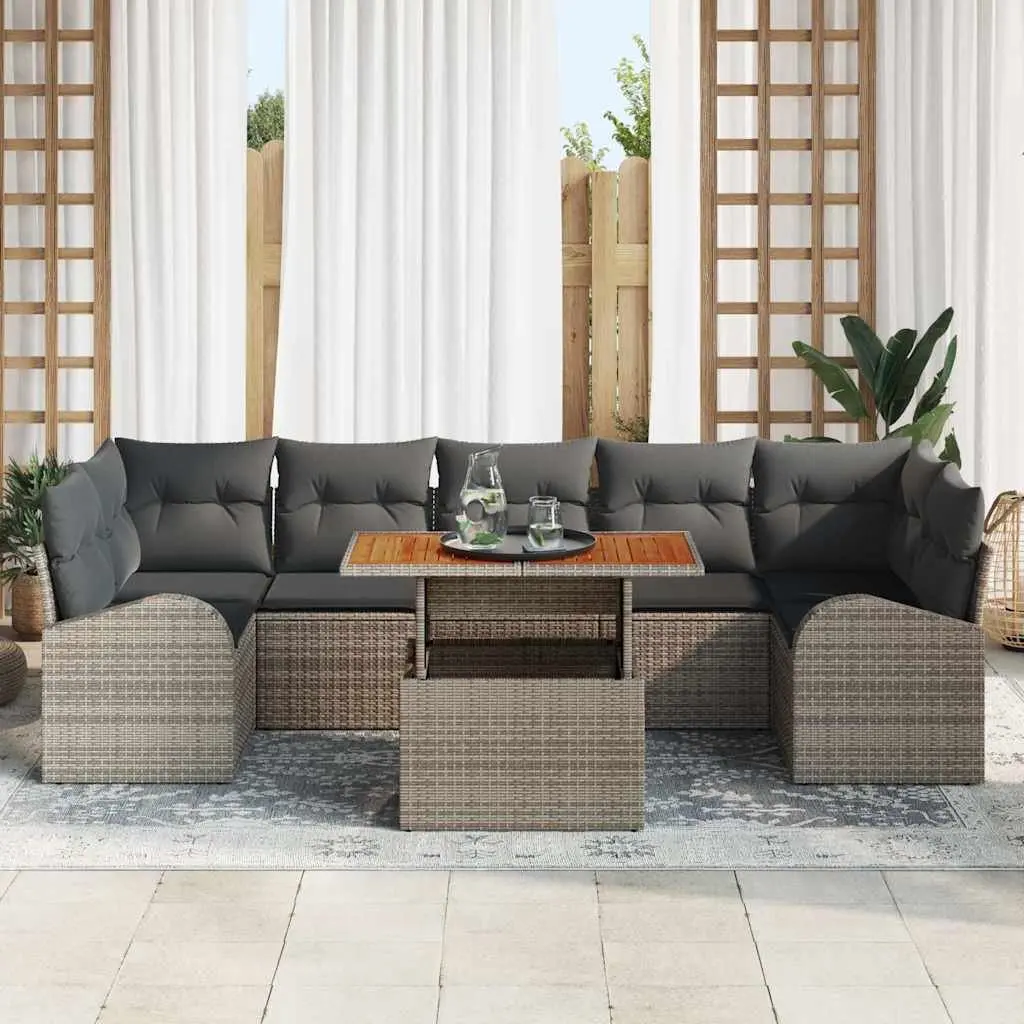 8-Piece Modular Garden Sofa Set in Grey
