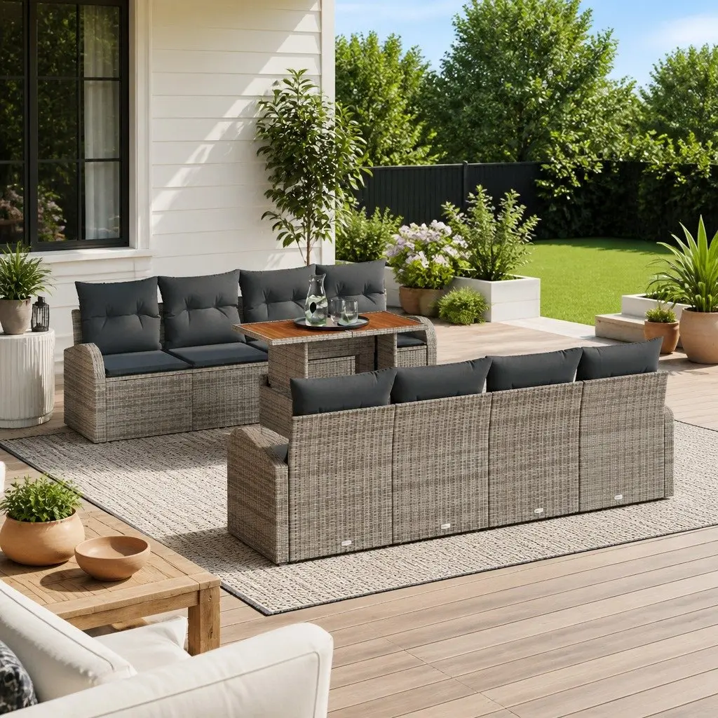 Modular 9-Piece Garden Sofa Set in Grey