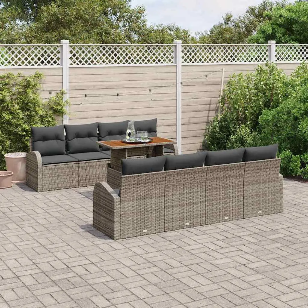 Modular 9-Piece Garden Sofa Set in Grey