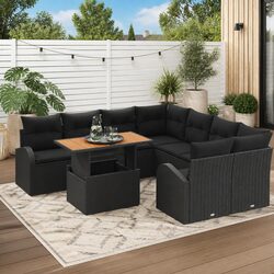 9-Piece Modular Garden Sofa Set with Storage in Black