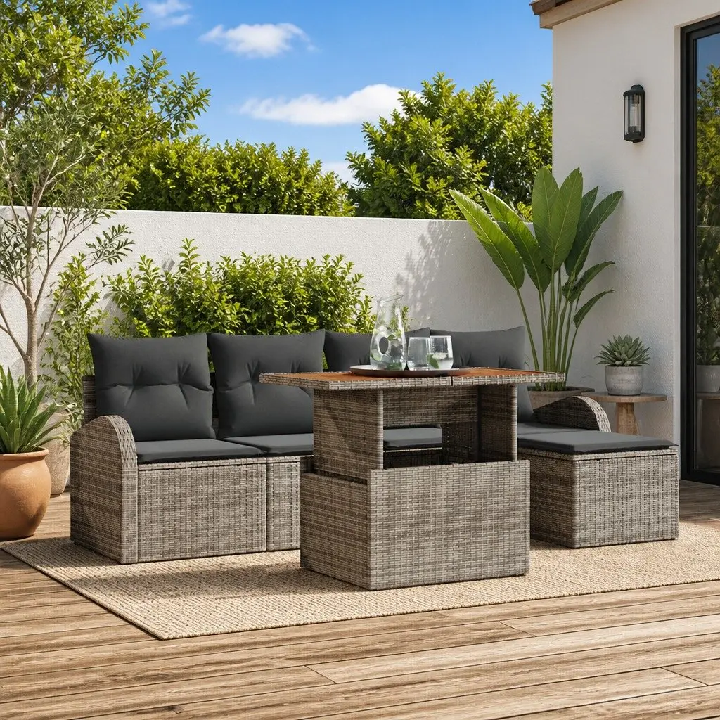 6 Piece Modular Garden Sofa Set with Storage
