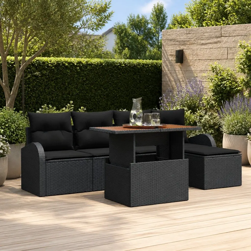 Modular Outdoor Garden Sofa Set in Black