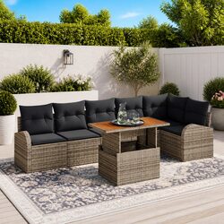 Premium 7-Piece Outdoor Garden Sofa Set in Grey