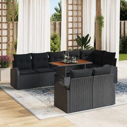 Modular 9-Piece Black Garden Sofa Set with Storage