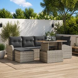 Premium 7-Piece Grey Garden Sofa Set with Storage
