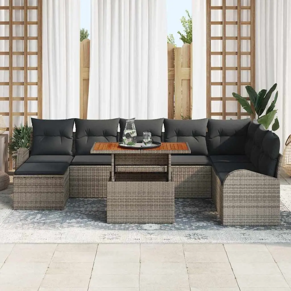 9-Piece Outdoor Garden Sofa Set with Storage Grey