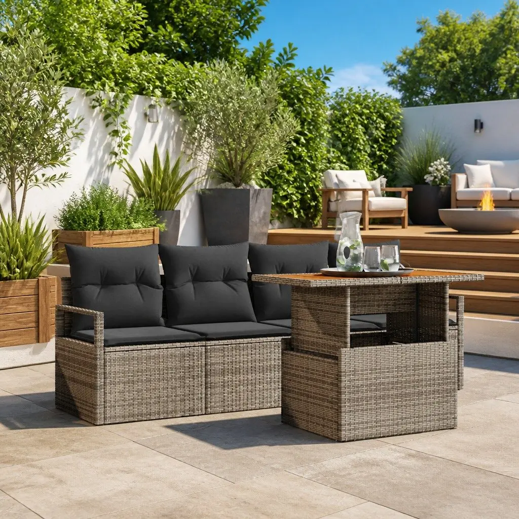 5-Piece Outdoor Modular Sofa Set with Storage in Grey