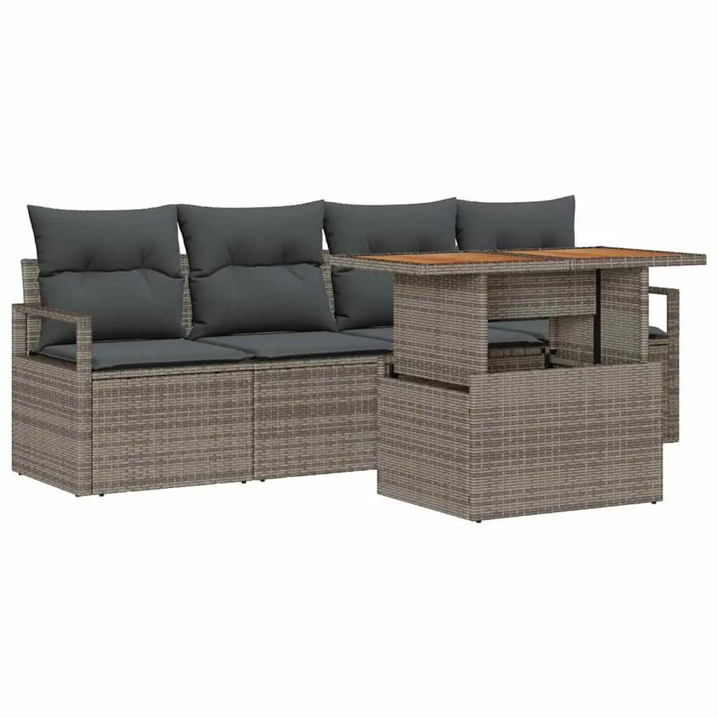 5-Piece Outdoor Modular Sofa Set with Storage in Grey