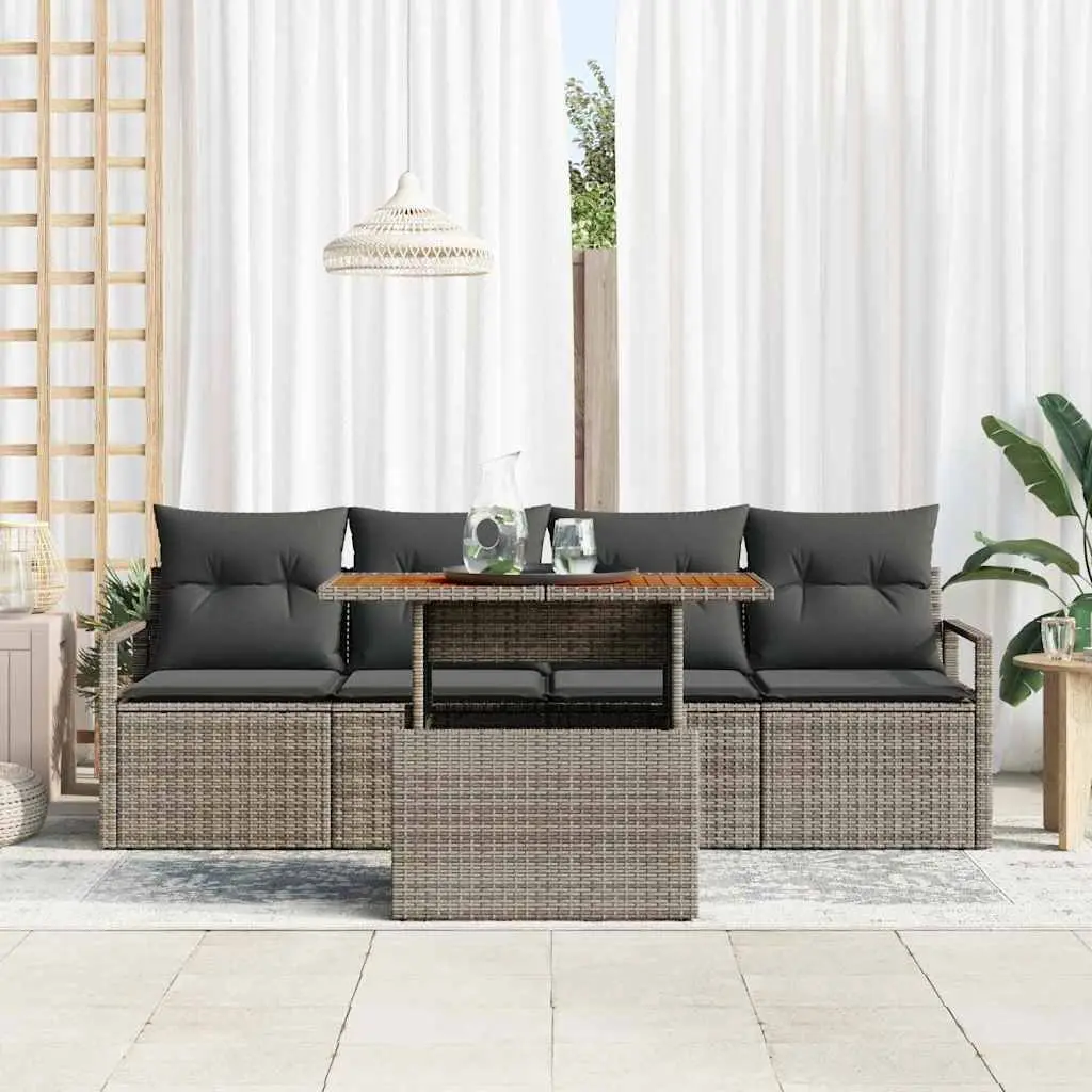 5-Piece Outdoor Modular Sofa Set with Storage in Grey