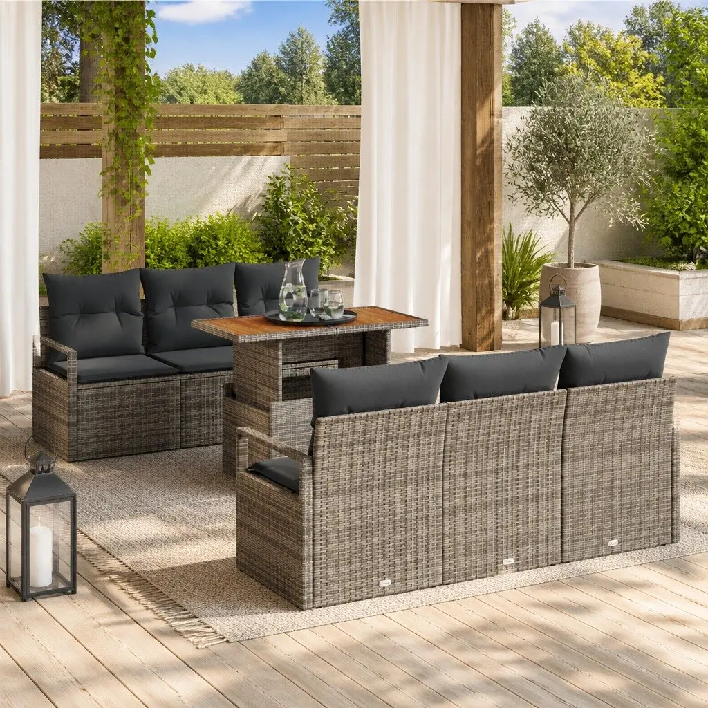 7-Piece Garden Sofa Set with Storage Modular Grey