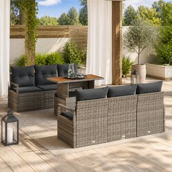 Sturdy 7-Piece Garden Sofa Set with Storage Modular Grey