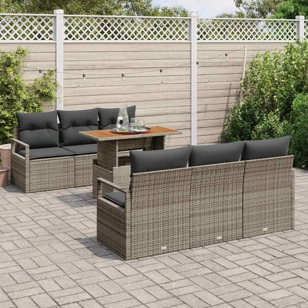 7-Piece Garden Sofa Set with Storage Modular Grey