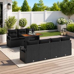 8 Piece Modular Garden Sofa Set with Storage in Black