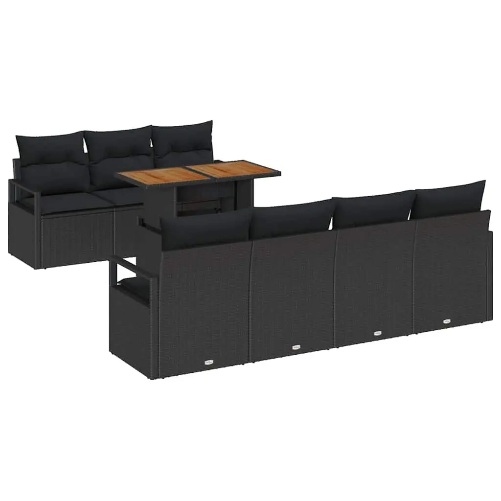 8 Piece Modular Garden Sofa Set with Storage in Black