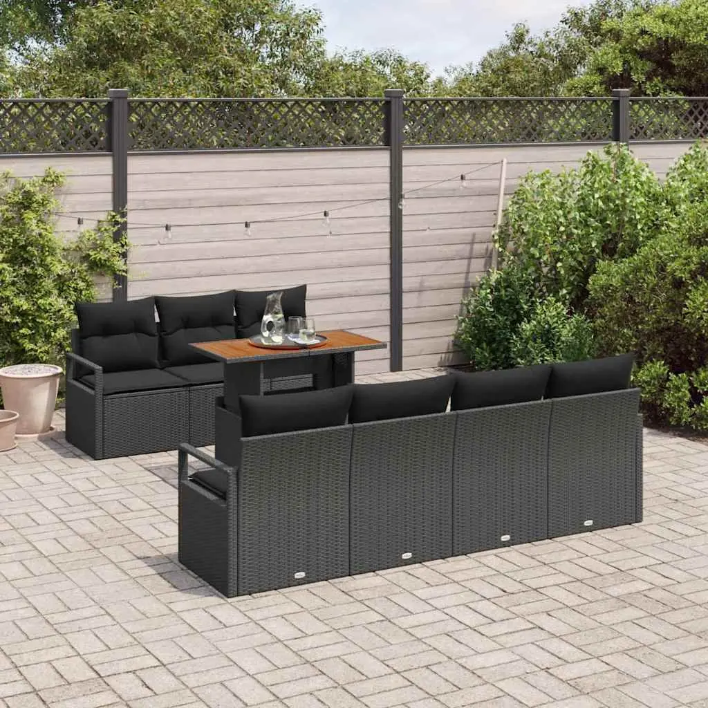 8 Piece Modular Garden Sofa Set with Storage in Black